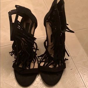 Black suede shingle sandals